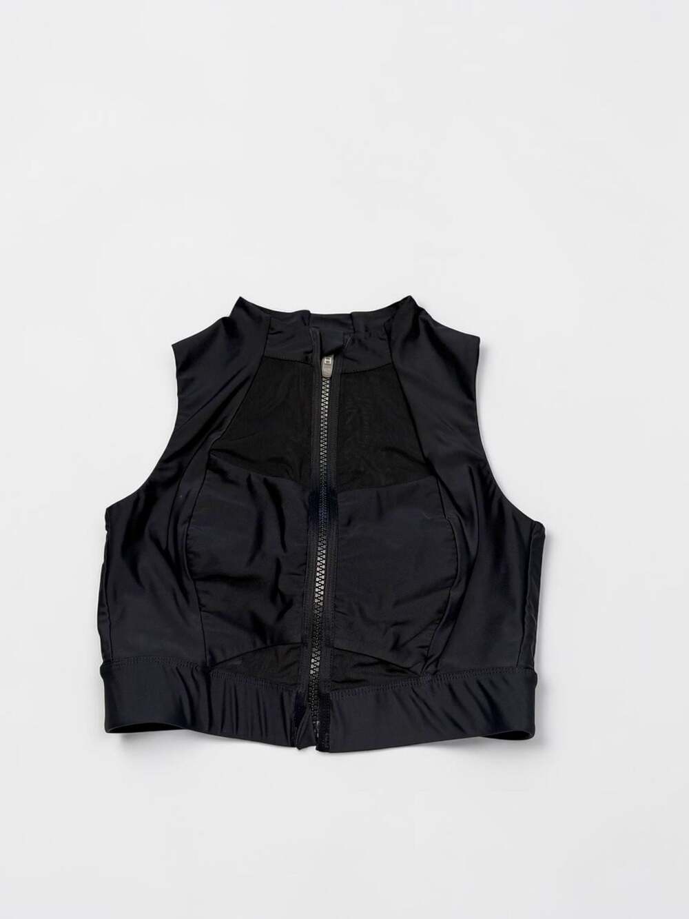 Outdoor Voices Black Zip Front Mesh Sports Bra - XS